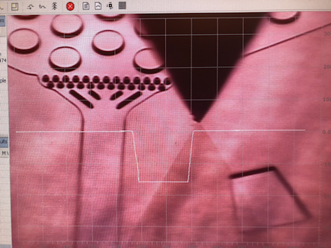 Profilometer-scan of a developed microfluidic-pattern